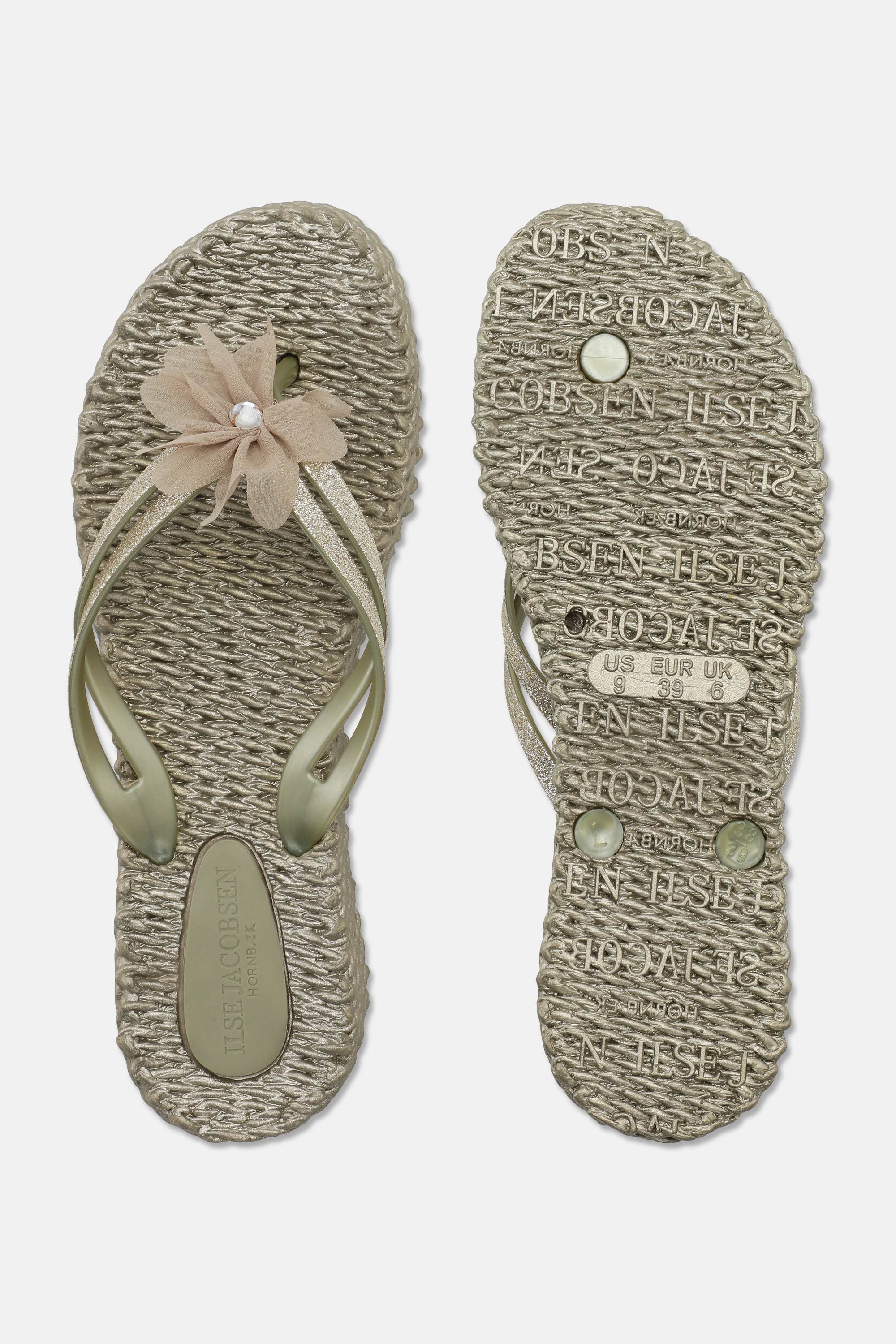 Flip Flops with Flower - Platin